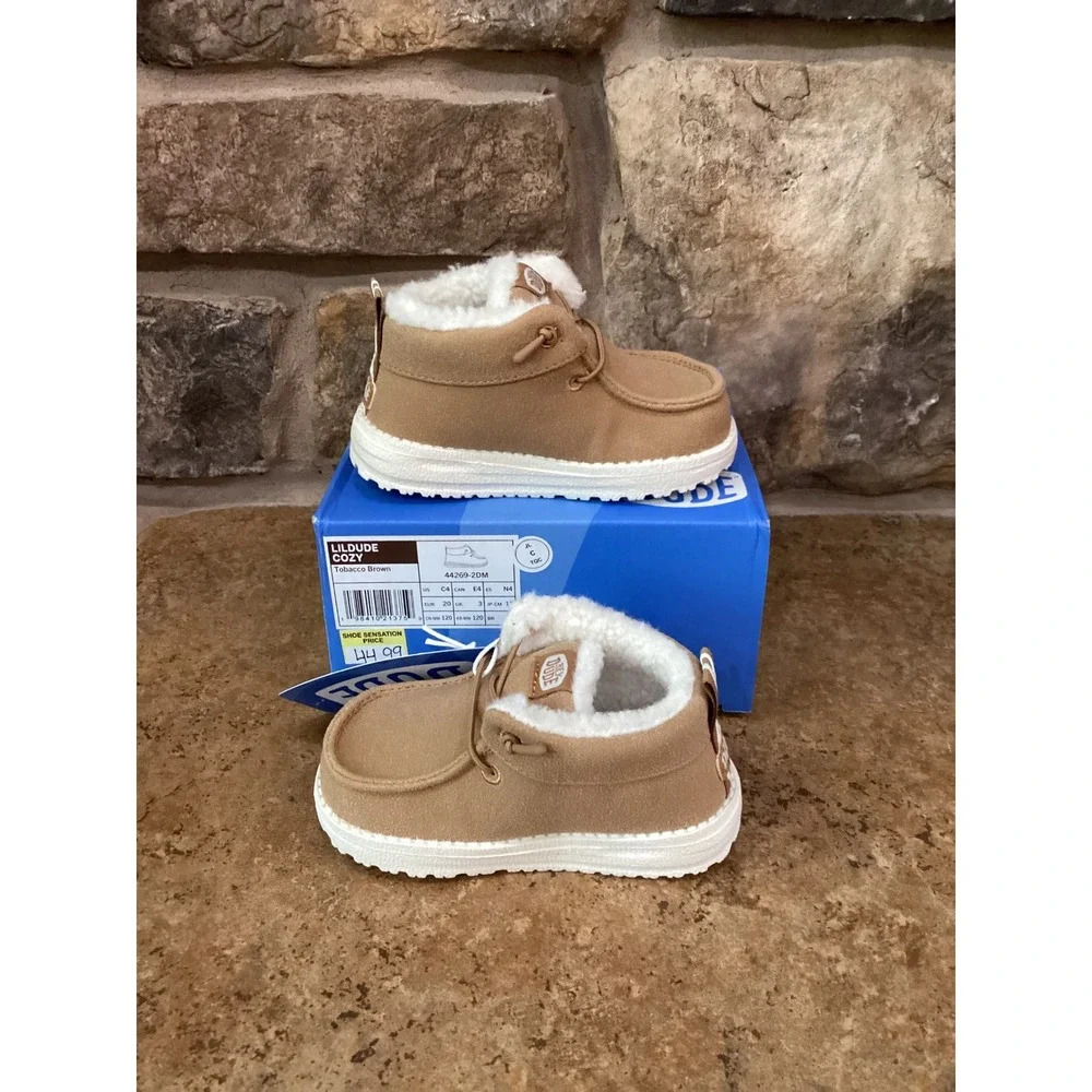 Hey Dude Lil Dude Cozy Tobacco Brown Toddler Boots 44269-2DM Size 3 US C3 New